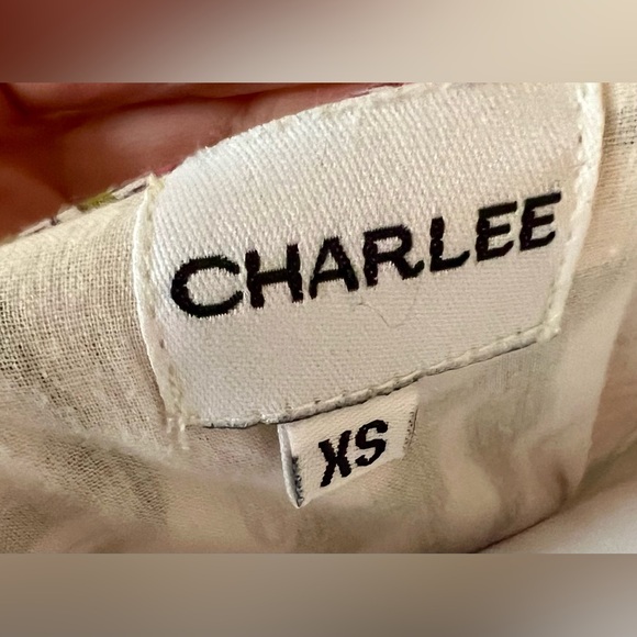 CHARLEE Pink and Green Floral Print Cotton Lined Drawstring Dress - sold out! - Picture 3 of 4